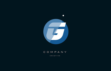 g blue white circle big font alphabet company letter logo