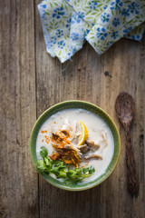 Vegan coconut and oyster mushroom soup 