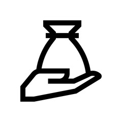 Holding money bag mini line, icon