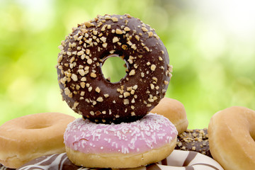 donuts fresh stacks to outdoor