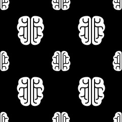 Brain vector icon seamless pattern, tiling ornament on white. Vector background.