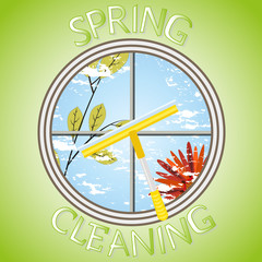 washing windows and the inscription spring cleaning