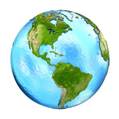 Americas on Earth isolated on white