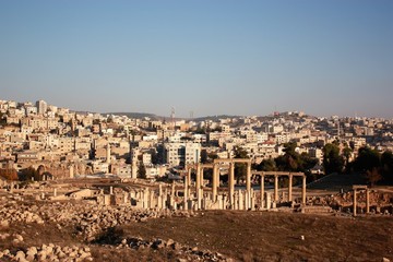 View to Ruins of ancient city Jerash in Jordan, Middle East