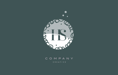 hs h s  monogram floral green alphabet company letter logo