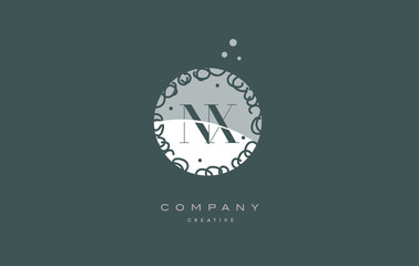 nx n x  monogram floral green alphabet company letter logo