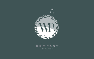 wp w p  monogram floral green alphabet company letter logo