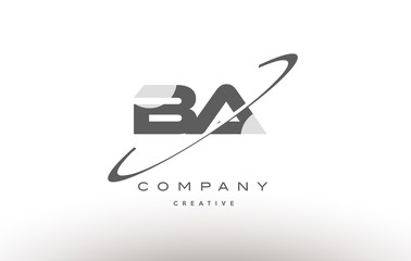 ba b a  swoosh grey alphabet letter logo