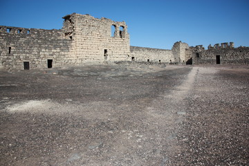 Fototapeta na wymiar Inside of desert castle Qasr al Azraq in Jordan, Middle East