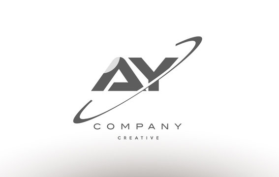 ay a y  swoosh grey alphabet letter logo