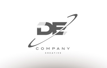 de d e  swoosh grey alphabet letter logo