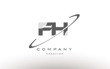 fh f h  swoosh grey alphabet letter logo