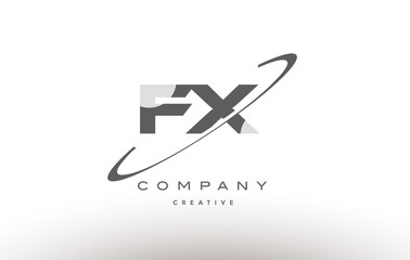 fx f x  swoosh grey alphabet letter logo