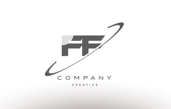 ff f f  swoosh grey alphabet letter logo
