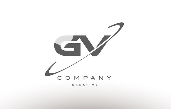 gv g v  swoosh grey alphabet letter logo