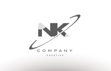 nk n k  swoosh grey alphabet letter logo