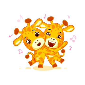 Emoji have date let dance music character cartoon friends Giraffe sticker emoticon