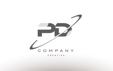 pd p d  swoosh grey alphabet letter logo