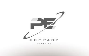 pe p e  swoosh grey alphabet letter logo