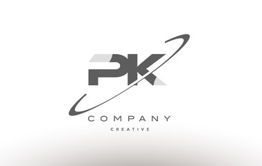 pk p k  swoosh grey alphabet letter logo