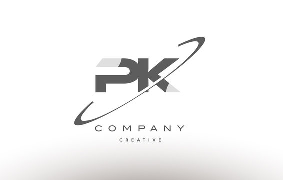 pk p k  swoosh grey alphabet letter logo