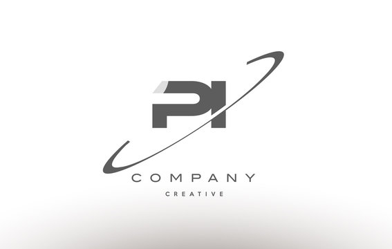pi p i  swoosh grey alphabet letter logo