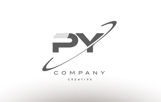 py p y  swoosh grey alphabet letter logo