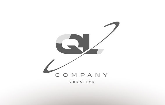 ql q l  swoosh grey alphabet letter logo