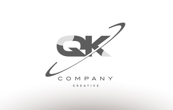 qk q k  swoosh grey alphabet letter logo
