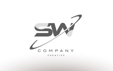 sw s w  swoosh grey alphabet letter logo
