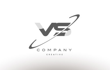 vs v s  swoosh grey alphabet letter logo