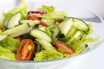 Homemade Vegetable salat on white background