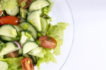 Homemade Vegetable salat on white background