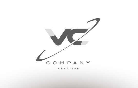 vc v c  swoosh grey alphabet letter logo