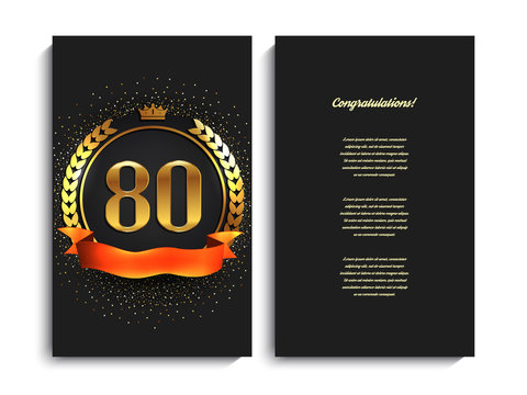 80th anniversary decorated greeting/invitation card template.