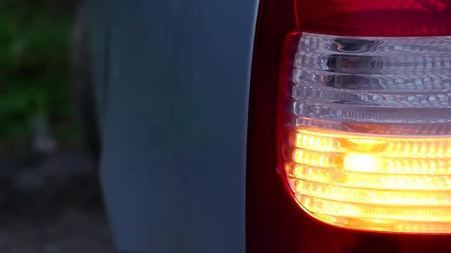 car night machine back blinker light turn beautiful city highlight road safety