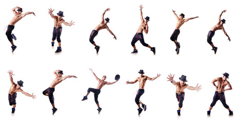 Ripped dancer isolated on the white