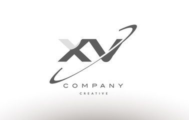 xv x v  swoosh grey alphabet letter logo