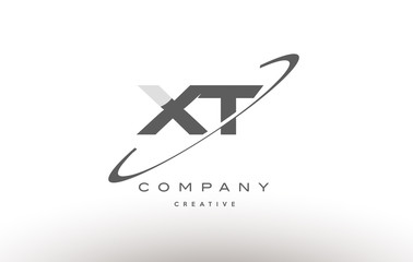 xt x t swoosh grey alphabet letter logo