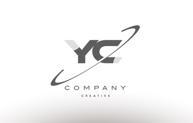 yc y c  swoosh grey alphabet letter logo