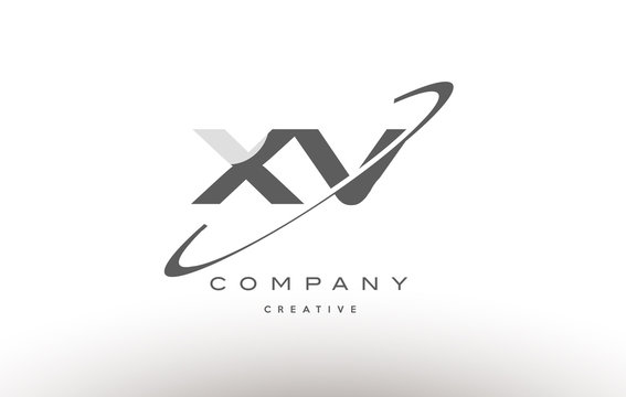 xv x v  swoosh grey alphabet letter logo