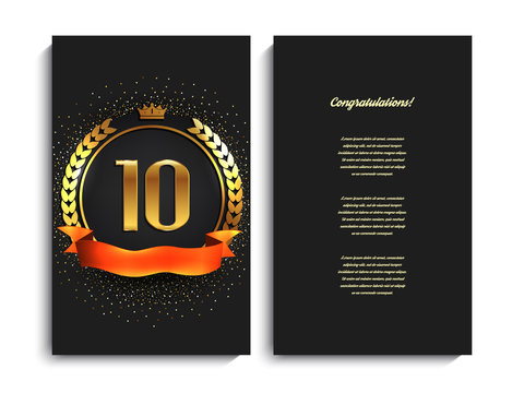 10th anniversary decorated greeting/invitation card template.