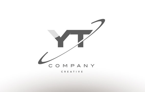 yt y t  swoosh grey alphabet letter logo