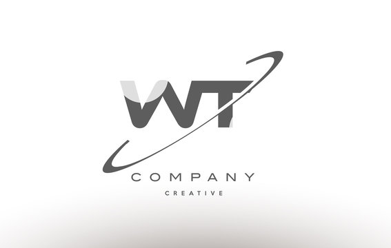 wt w t  swoosh grey alphabet letter logo