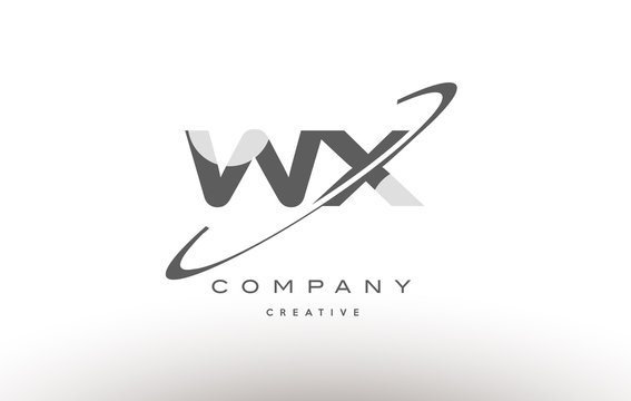 wx w x  swoosh grey alphabet letter logo