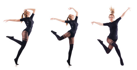 Woman dancing isolated on the white