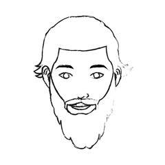 face handsome hipster young man icon image black line vector illustration design