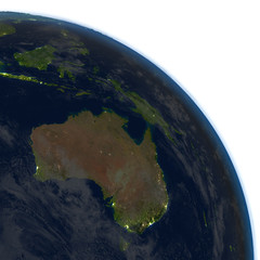 Australia at night on planet Earth