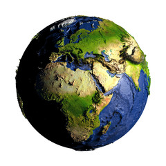 Fototapeta premium EMEA region on Earth isolated on white