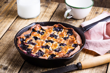 Rustic homemade blueberry pie